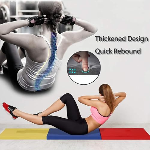 Vista 74 de Gymnastics Tumbling Mats Portable Gymnastics Mat Foldable Tumbling Mat 4'x8/2'x6' PU Leather Exercise Mat Yoga Mat with Carrying Handles for home