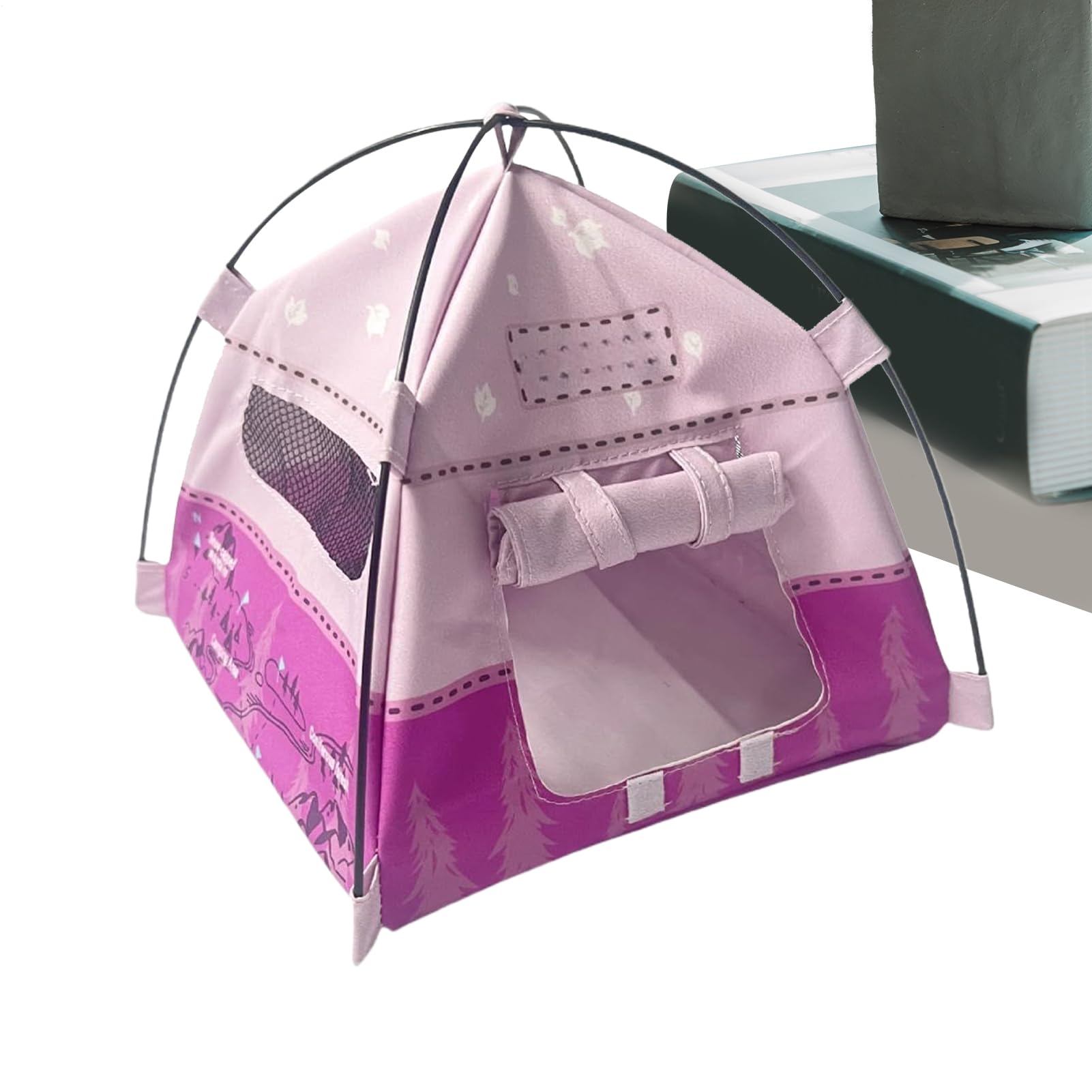 Miniature Camping Tent - Scale Doll Tent, Pretend Play Outdoor Accessory, Portable Toy Shelter, Use for Garden Scene or Miniature Playhouse Display, Playhouse Accessory, Multi Color