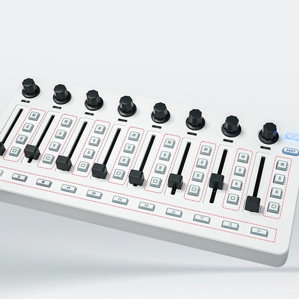 Consola mezcladora controladora, consola de mezcla MIDI de 25,5 x 12 x 2,5 cm, codificadores giratorios de 360 grados