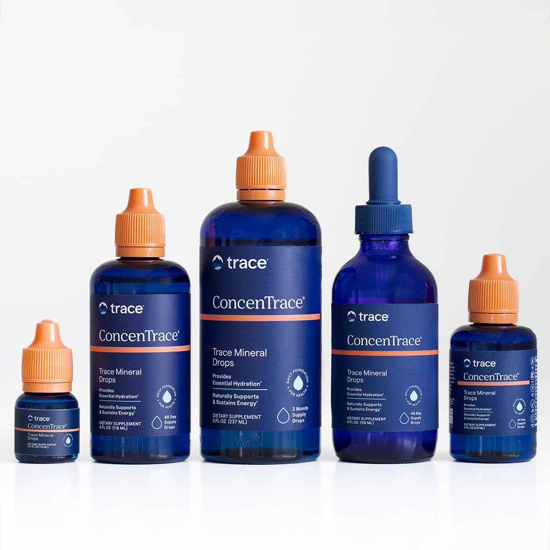 Trace Minerals ConcenTrace Électrolytes & Oligo-Éléments | 237 ml | Magnésium Liquide & Potassium | 70+ Minéraux Ioniques | Hydratation, Énergie & Digestion | Végan | 96 Jours