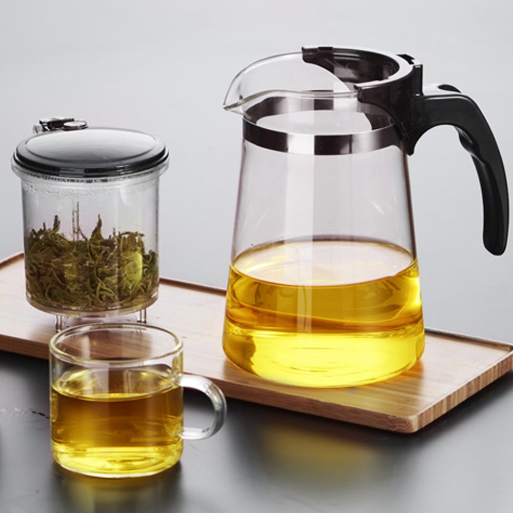 Tetera de Vidrio con Colador de Té 650ML Fácil de Filtrar