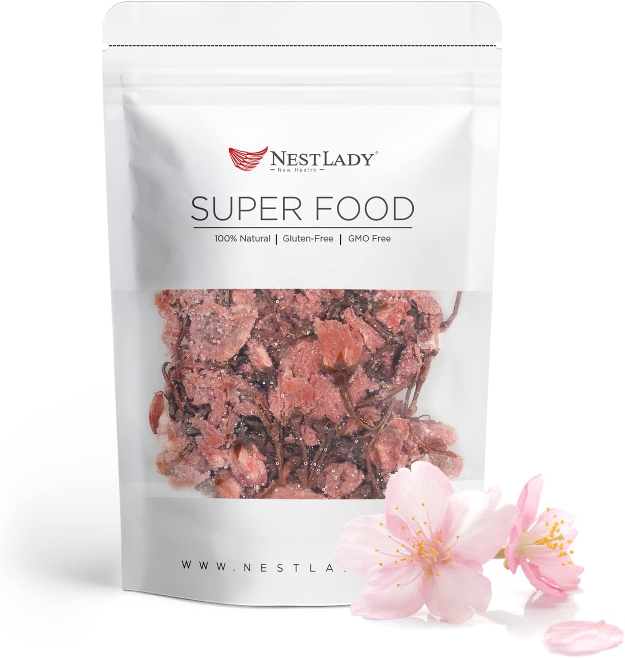 NESTLADY Pickled Sakura Cherry Blossoms, Edible Salted Cherry Blossom for Tea & Baking, Japanese Sakura Flowers 75g