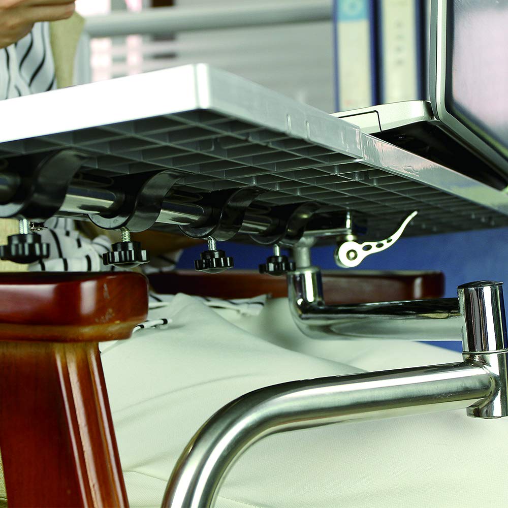 Supporto per mouse per computer portatile, supporto per postazione di lavoro o videogiochi, vassoio per tastiera montato su barra rotonda, poggiapolsi regolabile a 360° per prevenire le cadute