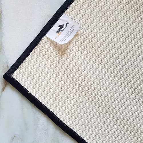 Image of Matz&More Anti Slip Kitchen Runner & Doormat Combo (50x120cm + 40x60cm), Nylon Tufted Floor Mat with Rubber Backing, Carpet for Kitchen, Hallway, Entrance & Bedside, Greek Black White