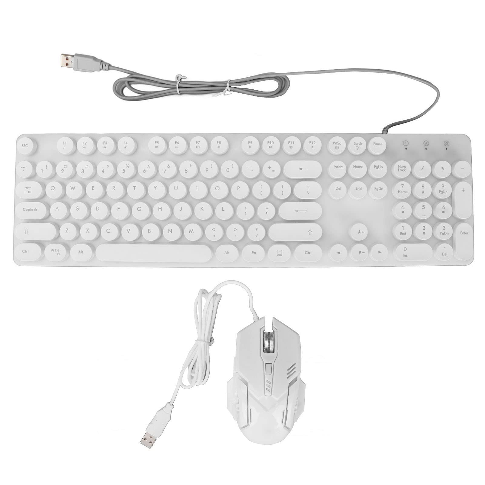 Tastiera da gioco cablata e mouse combinato, 104 tasti RGB retroilluminato tastiera meccanica Gaming Mouse Set 3600 DPI, per giocatori PC (bianco)