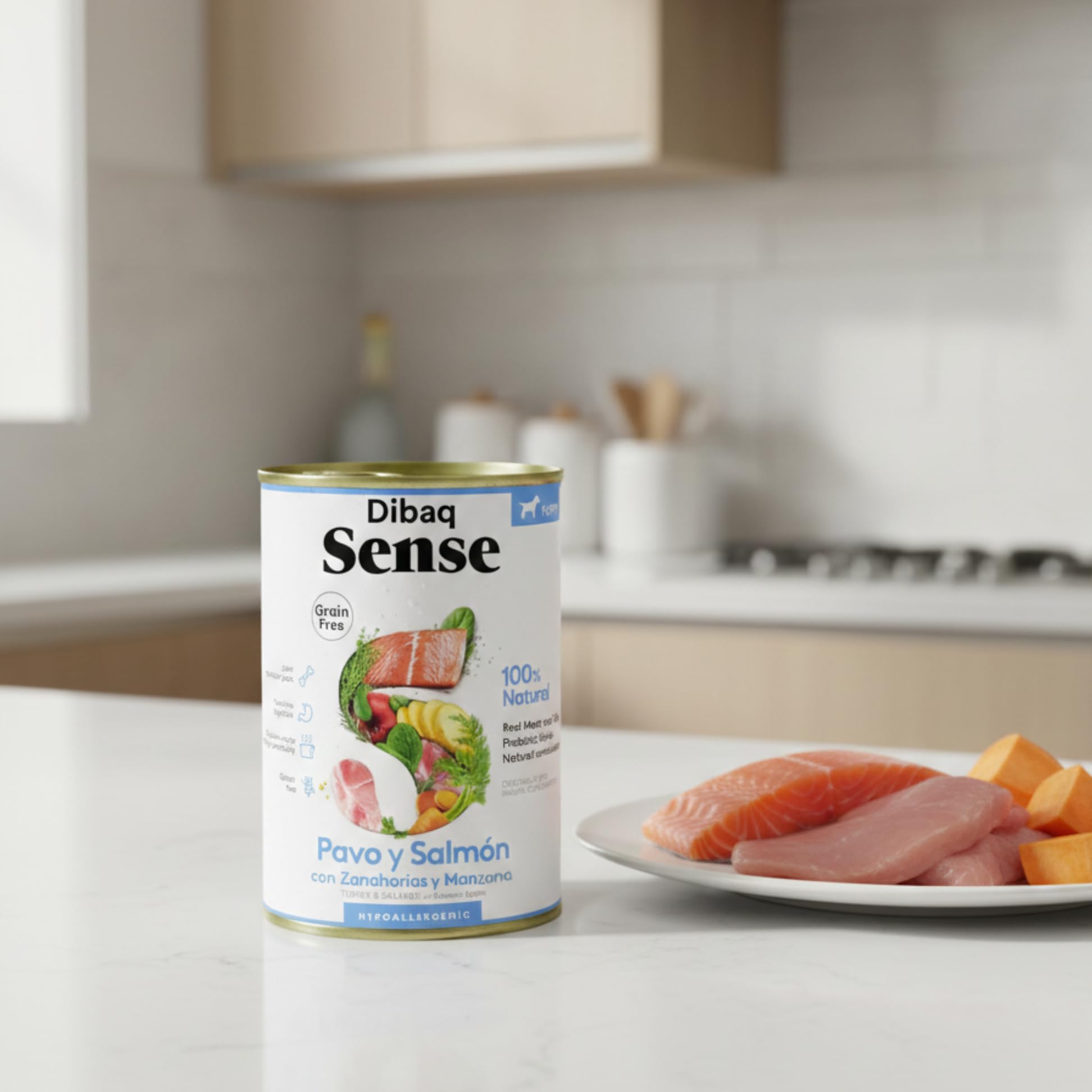 Dibaq Sense Grain Free Salmón y Pavo Cachorros, 12 uds x 380 gr