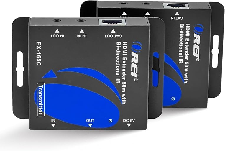 OREI HDMI Extender Over CAT6/CAT7 165ft, 1080p@60Hz HDMI Over Ethernet with Bi-Directional IR, HDMI Loop Out, PoC, Plug-and-Play for TV, Projector, Gaming & AV Setup (EX-165C)