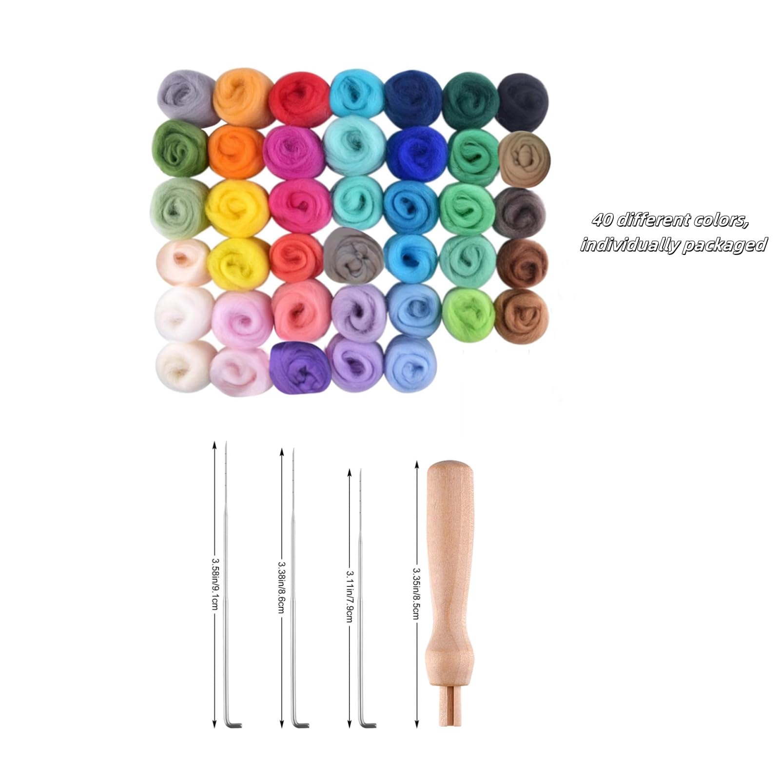 Kit Lana Cardata Per Infeltrimento - 40 Colori, 3g Ciascuno, Con Aghi In Legno, Per Fai Da Te - Foto 11