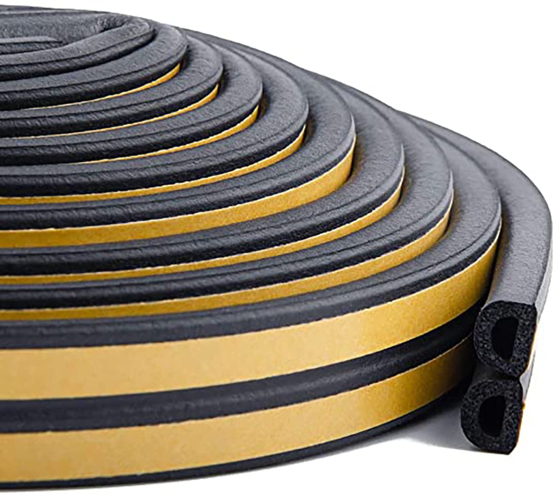 DONGYI Weather Strip, Seal Strip for Doors and Windows Anti-Collision Weather Stripping Self Adhesive, Soundproof Weatherproof Seal Strip Insulation Gap Blocker, 2 Seals Total 10M（Black）