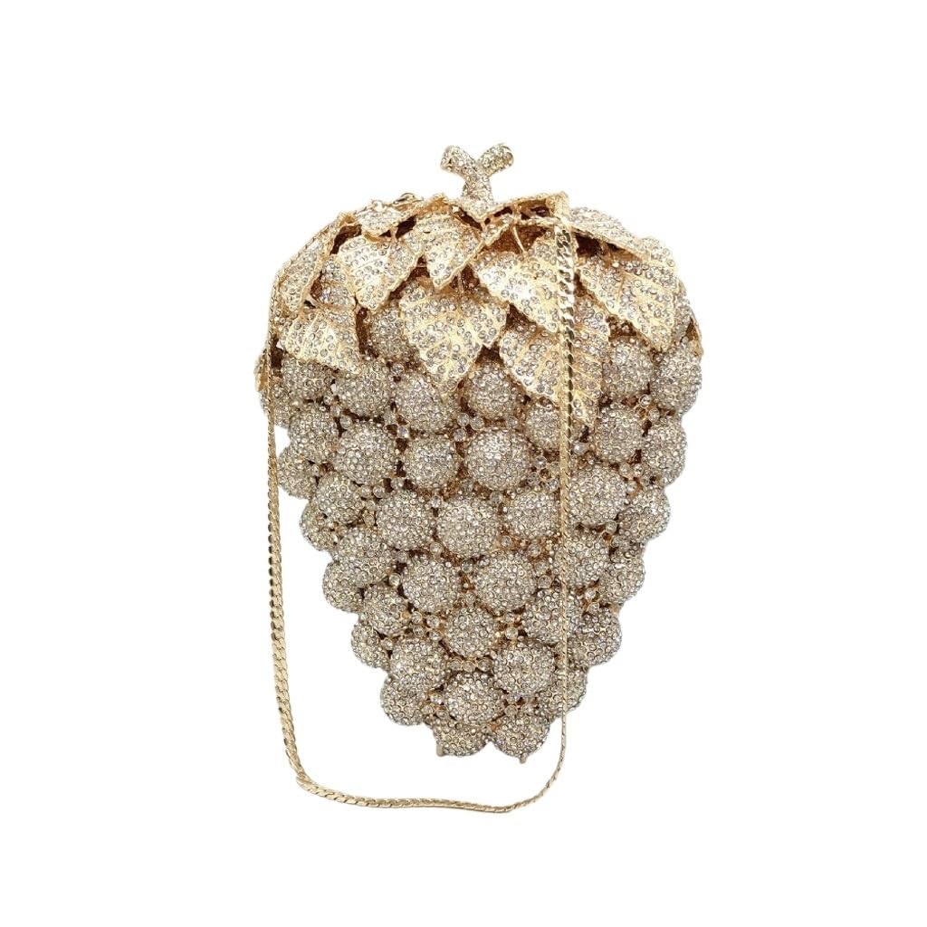 Sac de dîner strass et minaudière en métal forme raisin pour robe de soirée de cérémonie