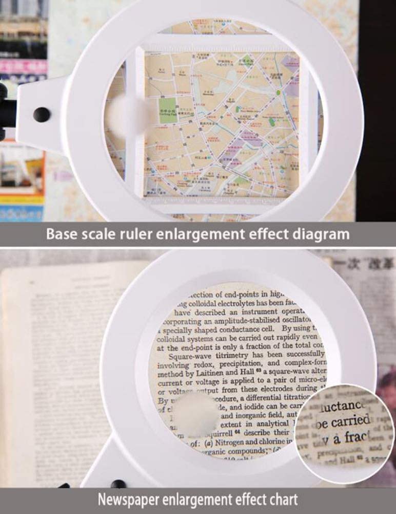5-Fach beleuchtete Desktop-Lupe Handlupe mit LED-Leuchten und klappbarem Griff für Senioren zum Lesen, Inspizieren, Löten, Handarbeiten, Reparieren, Hobby und Basteln Interesting