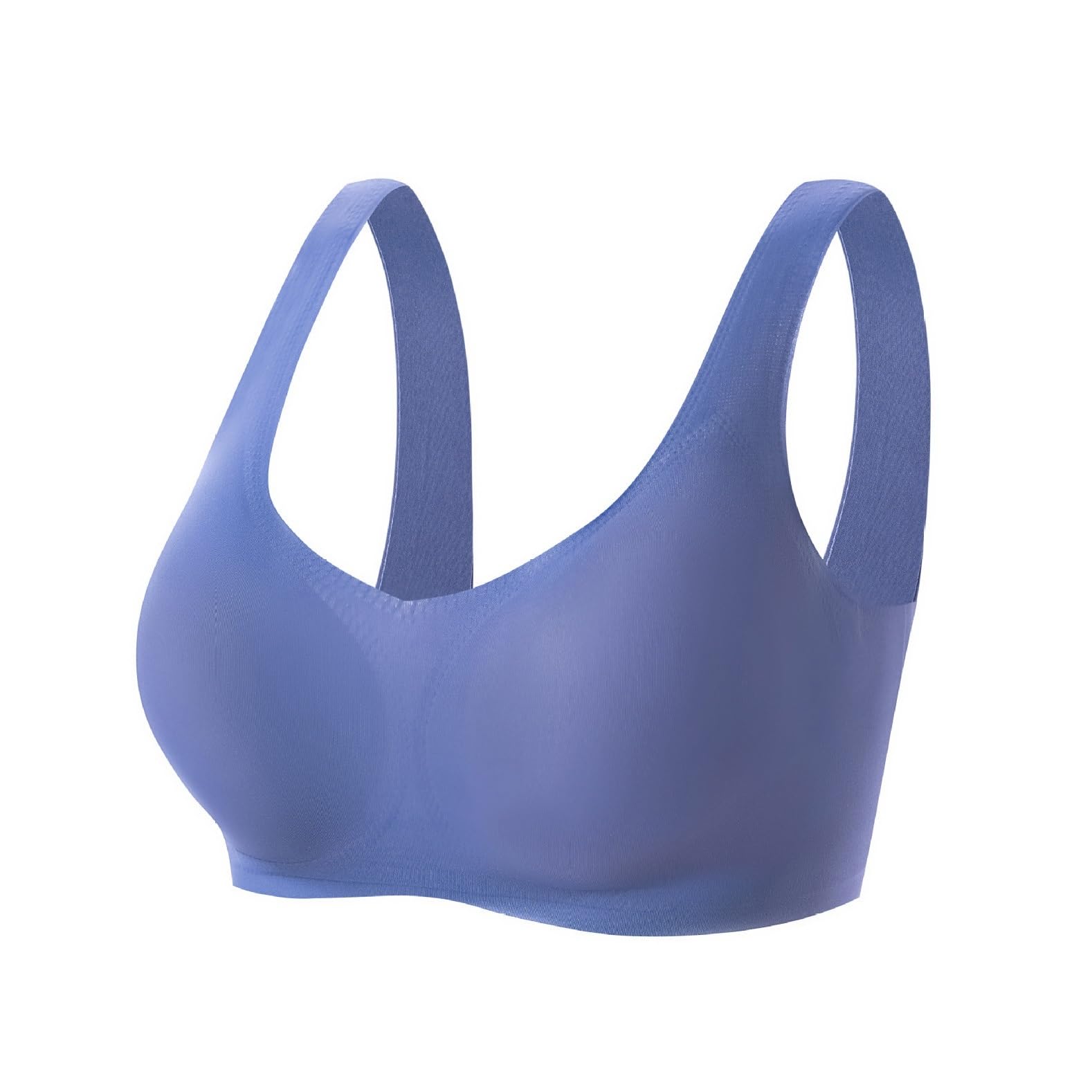 GHAKKE Seamless Mastectomy Bras Women Summer Wireless Post Surgery Pocket Bralette For Silicone Breast Forms Prosthesis(Blue,L)