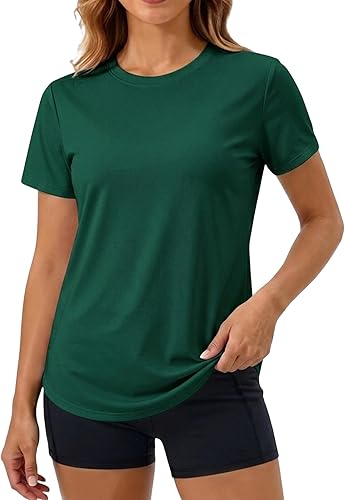 MAPICK Workout Tops for Women High Side Slit T-Shirt Soft Stretch Short Sleeve Tee Lightweight Casual Loose Fit Top