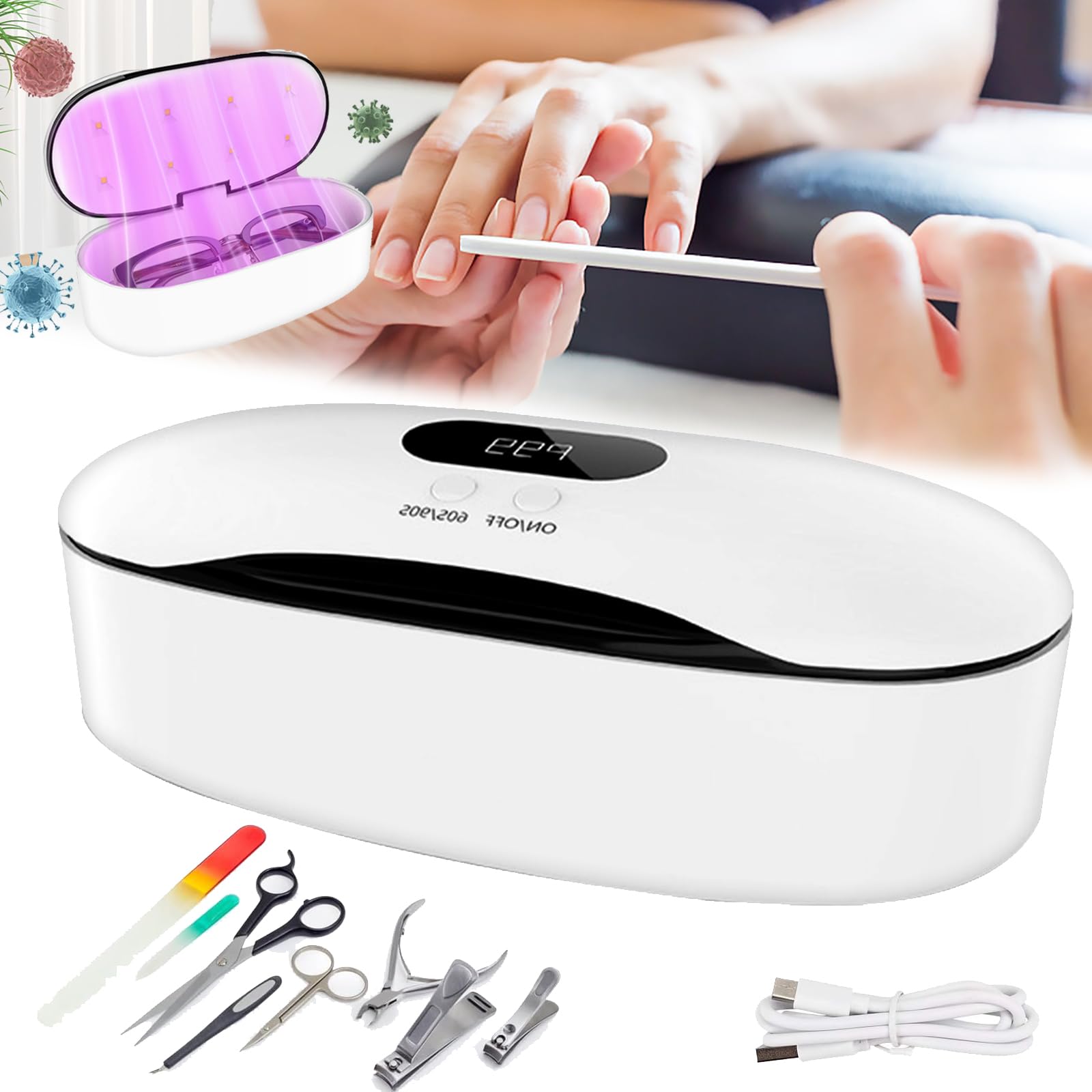 Esterilizador De Uñas Profesional, Esterilizador Uñas Alta Temperatura Uv Ozono Gabinete Desinfección Gabinete De Desinfección UV LED Herramienta Manicura Máquina Desinfección Para Salón De Belleza