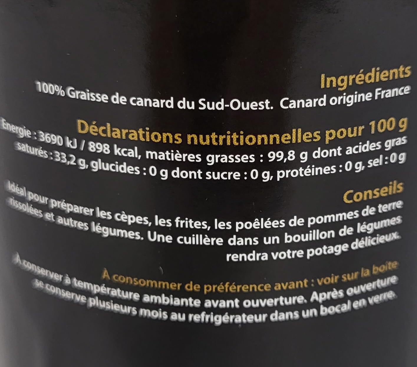 Lote de grasas animales – Manteca de cerdo 600 g – Grasa de pato 680 g – Origen Francia