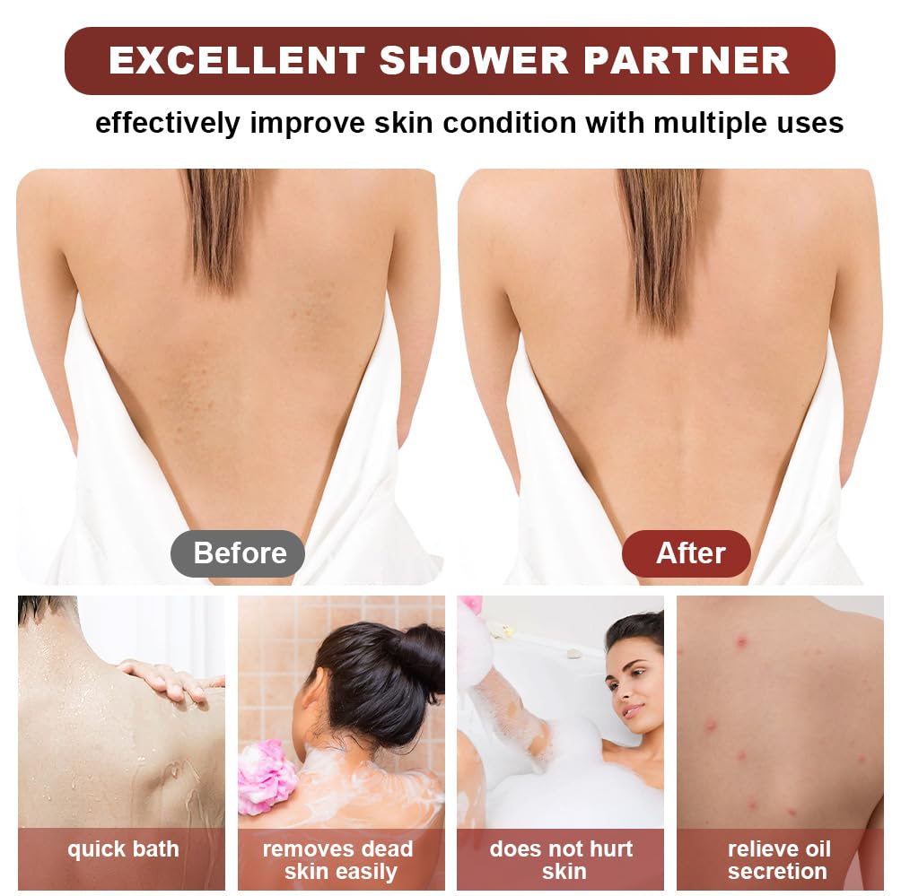 URAQT Exfoliating Back Scrubber for Shower 37 Inches Back Washer with Handles - Image 4