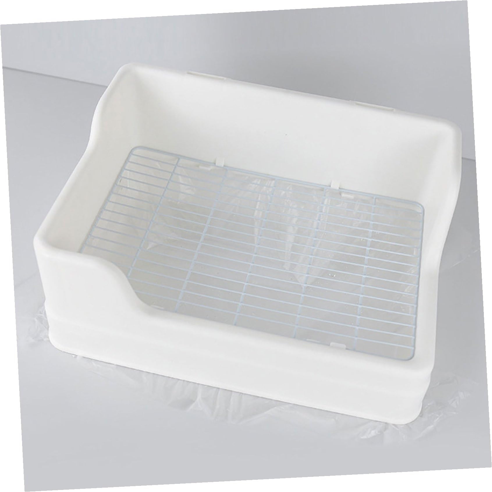 Kaninchenkäfigtoilette mit Flacher Form, Zwei Stück, Weiß, Kunststoff