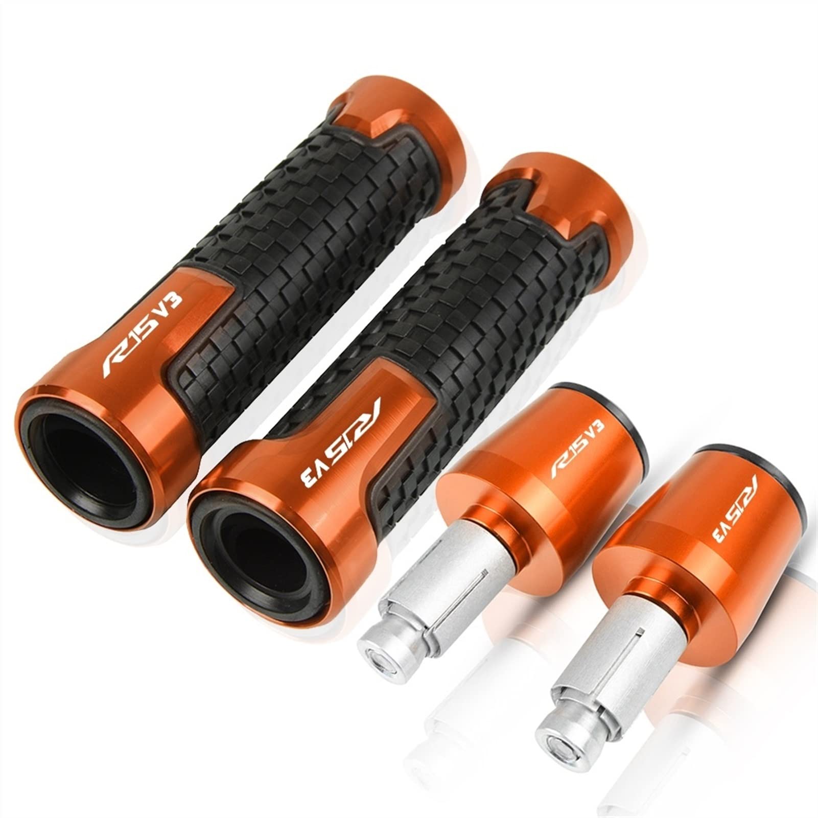 Guidon moto 22mm antidérapant et embouts orange pour Yamaha R15V3
