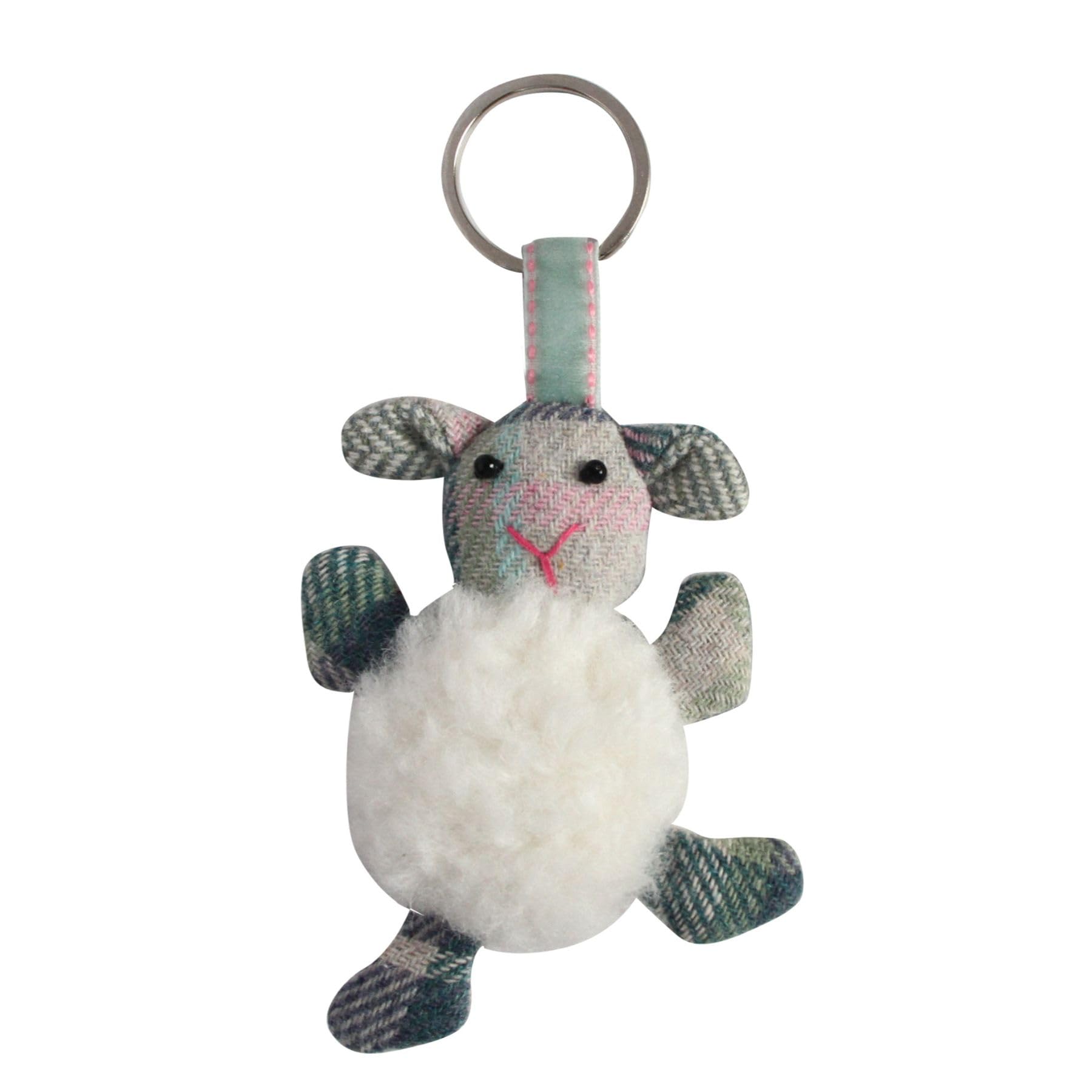 Earth Squared Fluffy Sheep Keyring With Tweed Ears - Sky