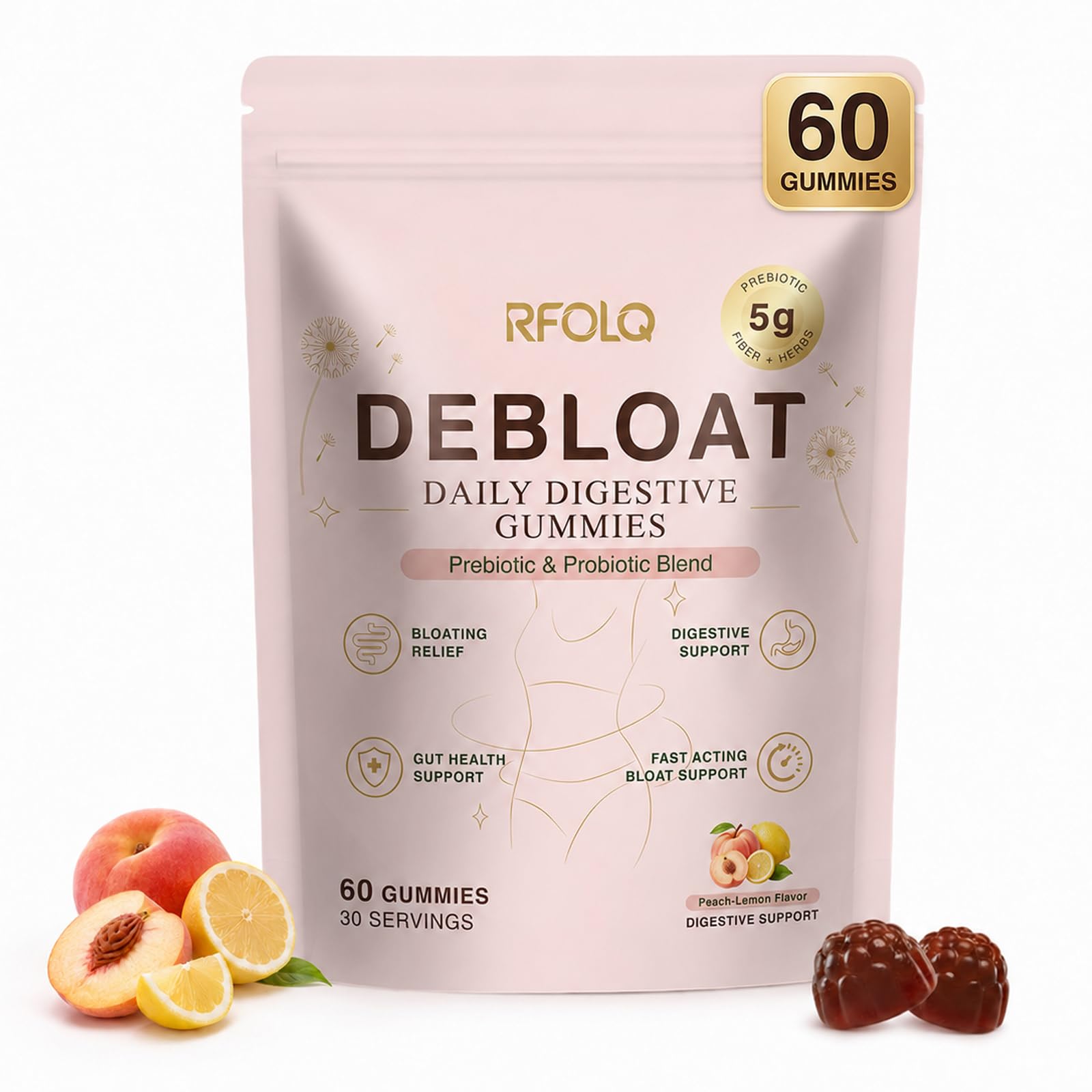 Debloat Gummies with Prebiotic and Probiotics Support Digestive Gut Health
