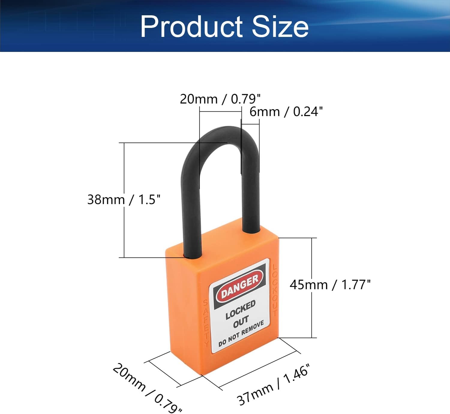 Yinpecly Nylon Lockout Tagout Locks with Hasps, Loto Tags and Safety Padlocks 37x45mm/1.46x1.77 inch（WxH Keyed Alike Loto for Lock Out Tag Out Orange 3Pcs