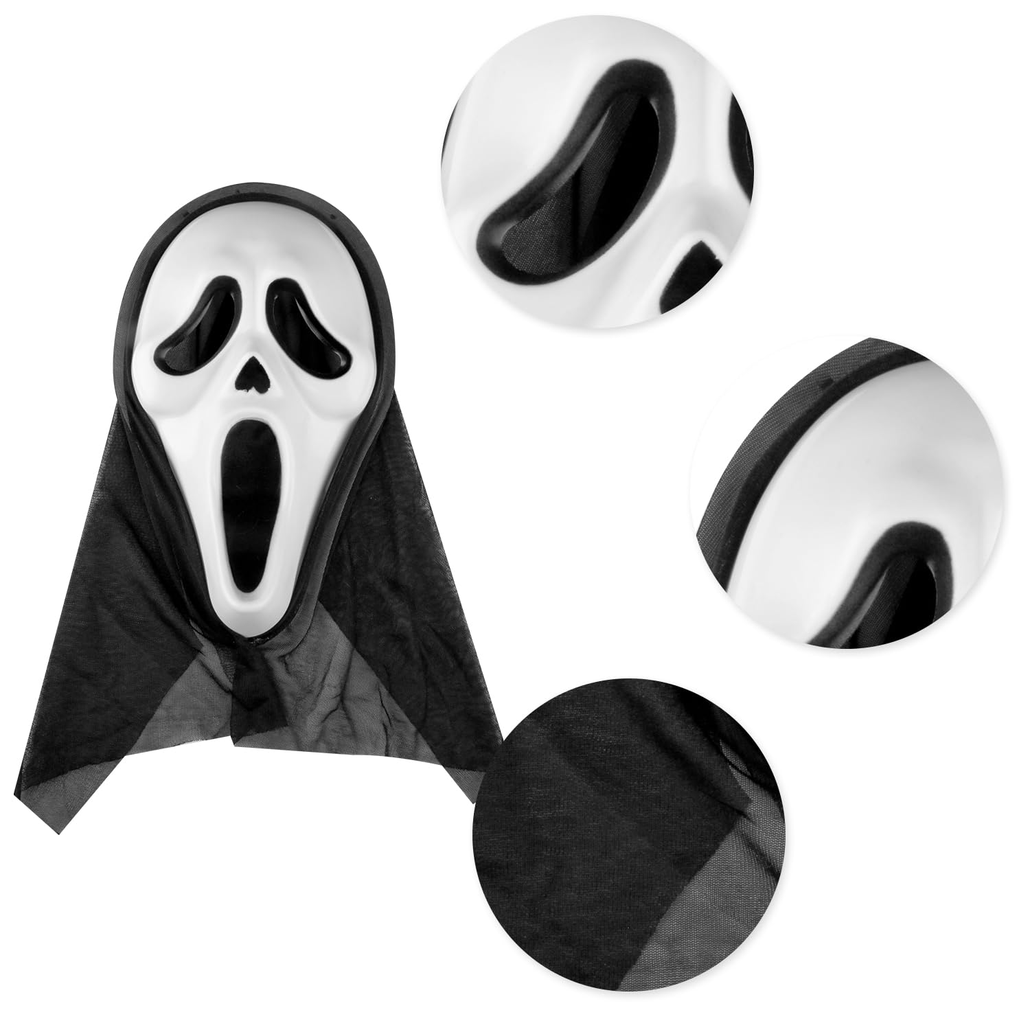 Rumyve Scary Ghost Face Mask - Halloween Scream Ghostface Mask for Cosplay & Party Decorations, 28*20cm - Image 3
