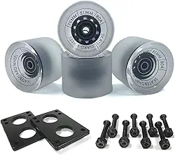 Rodas Longboard de 70 mm 80A contêm rolamentos e espaçadores ABEC-9, almofadas de elevação de skate, parafusos de hardware de skate, adequadas para seus skates Longboard. - Fosco transparente