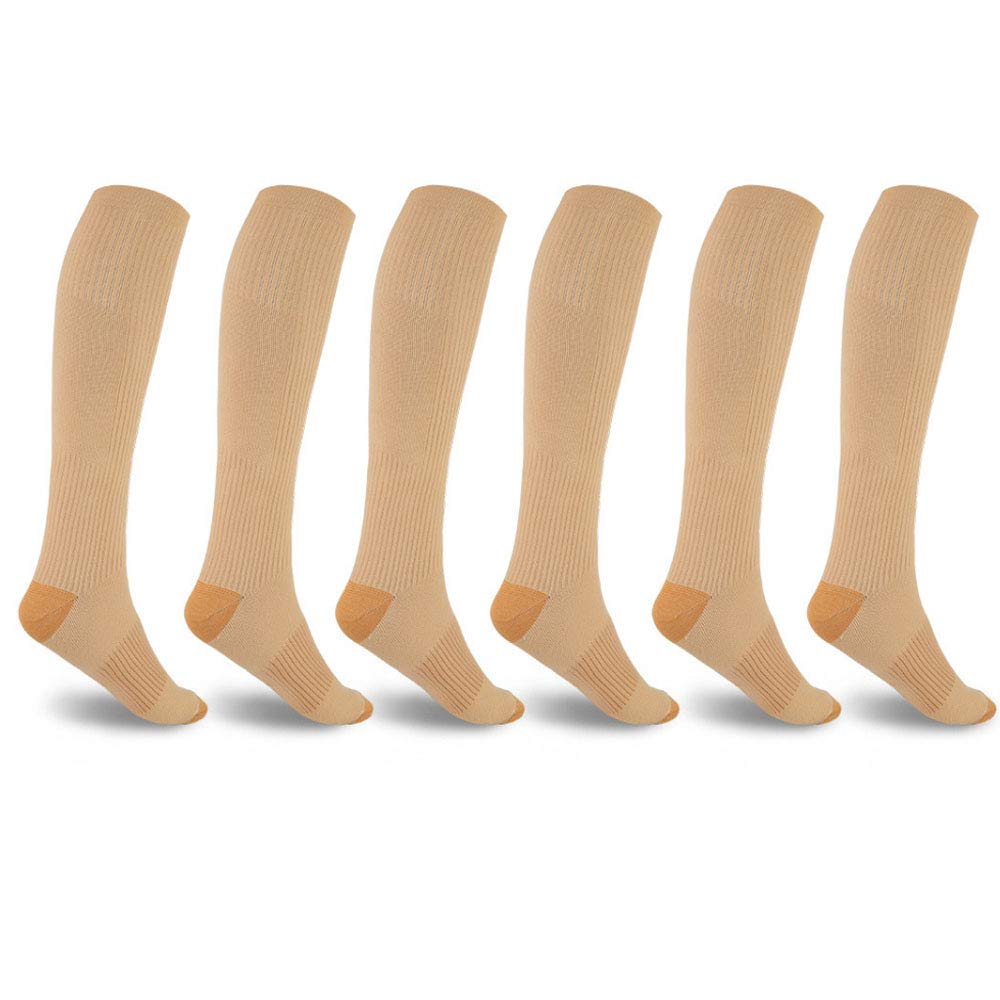 Anti-Fatigue Compression Socks-5 Packs (Beiege, Small-Medium)