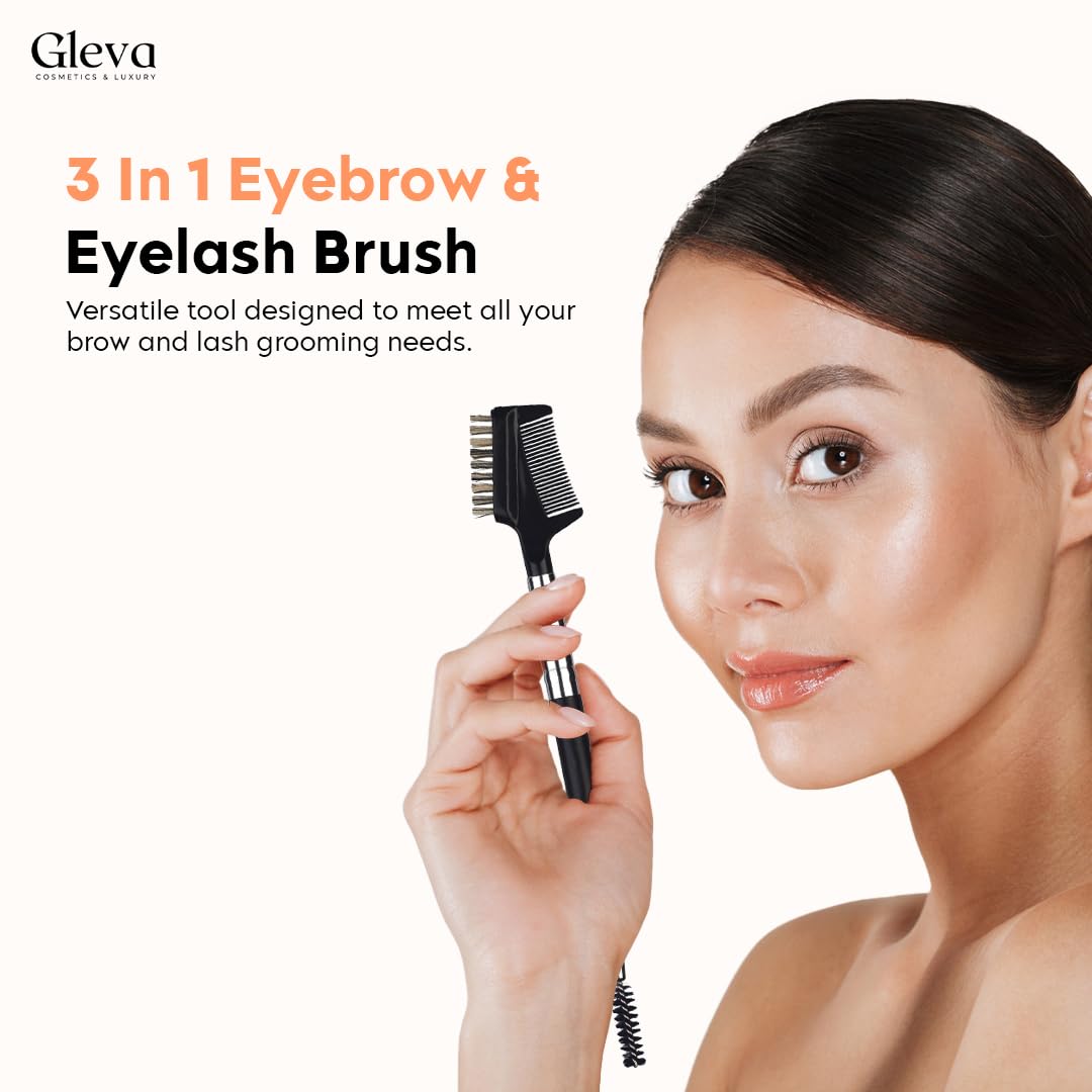 Gleva 3 In 1 Eyelash Comb, Shaper And Eyebrow Brush Double Head, Lash Shaping Makeup Tool For Women, Girls Cosmetic Travel Brushes For Separating Lashes, Eliminating Mascara Clumps, Grooming Brows. - Image 2 thumbnail