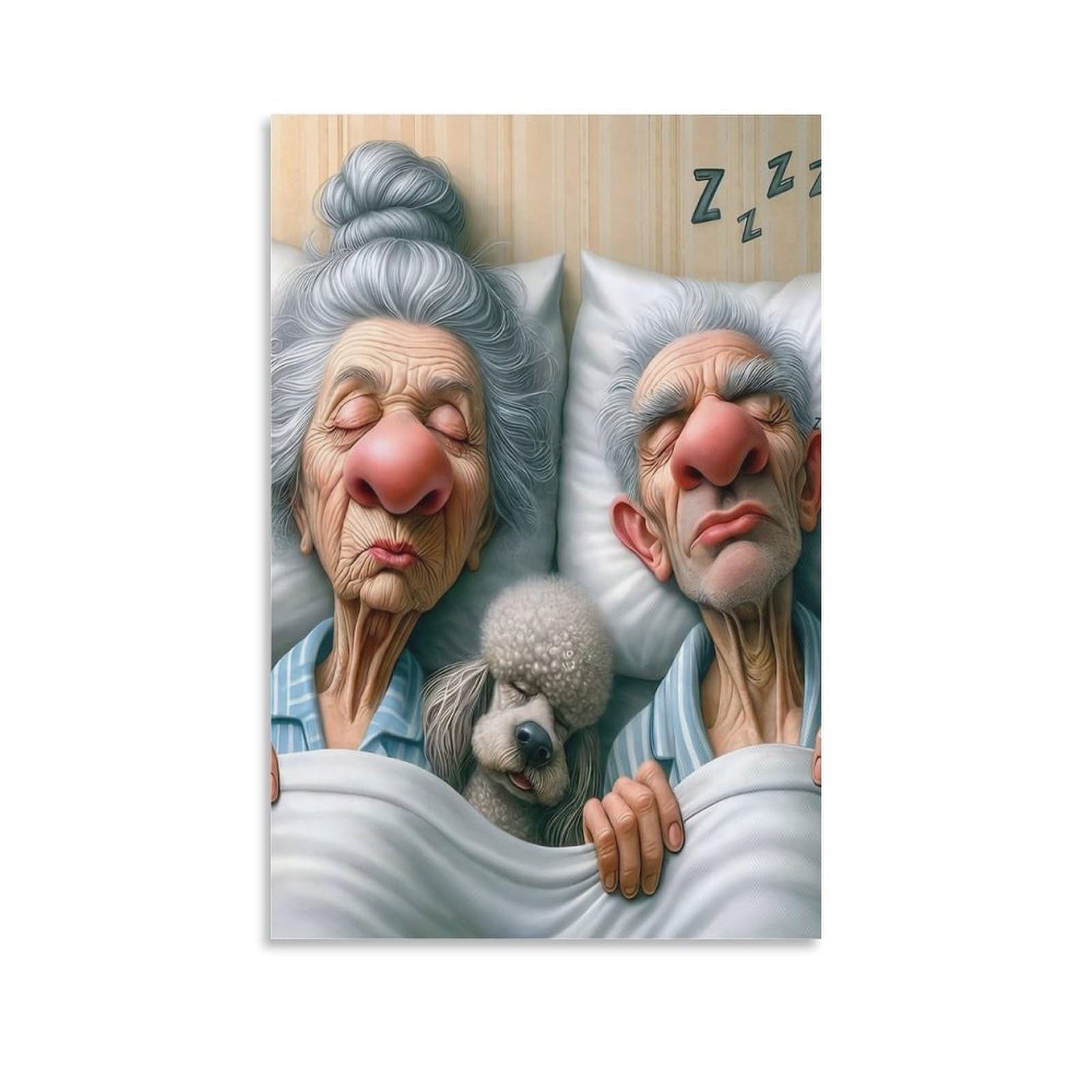 DHBANEIOK Elderly Couple Sleeping Poster Artwork Giclee Canvas Prints Modern Canvas Wall Art Picture Wall Hanging for Living Room Home Decorations 20x30inch(50x75cm)