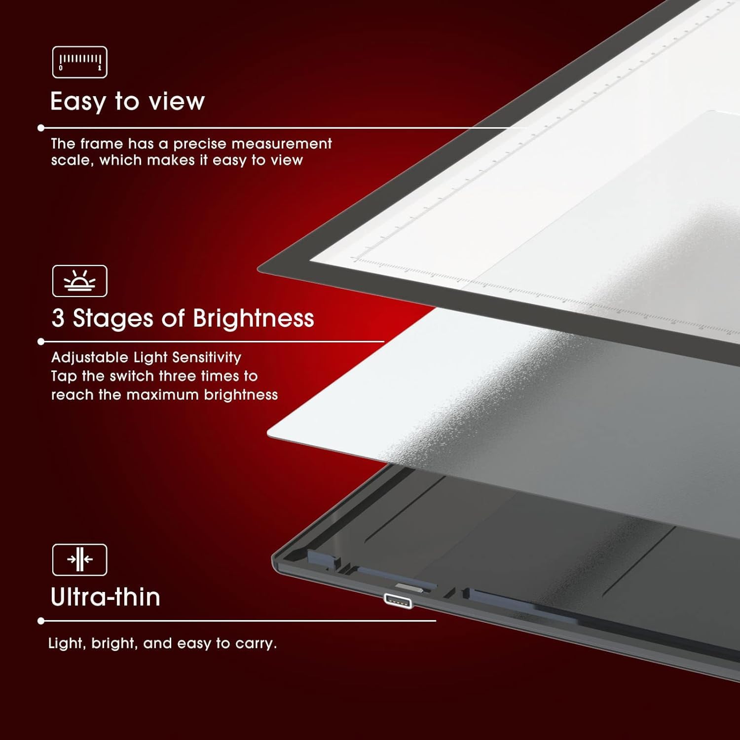Eyesen Slide Viewer Light Pad, Ultra-Thin A4 LED Light Panel for old slides negative, slide scanner digitiser Slide Viewer with 3 Levels of Brightness — view 4