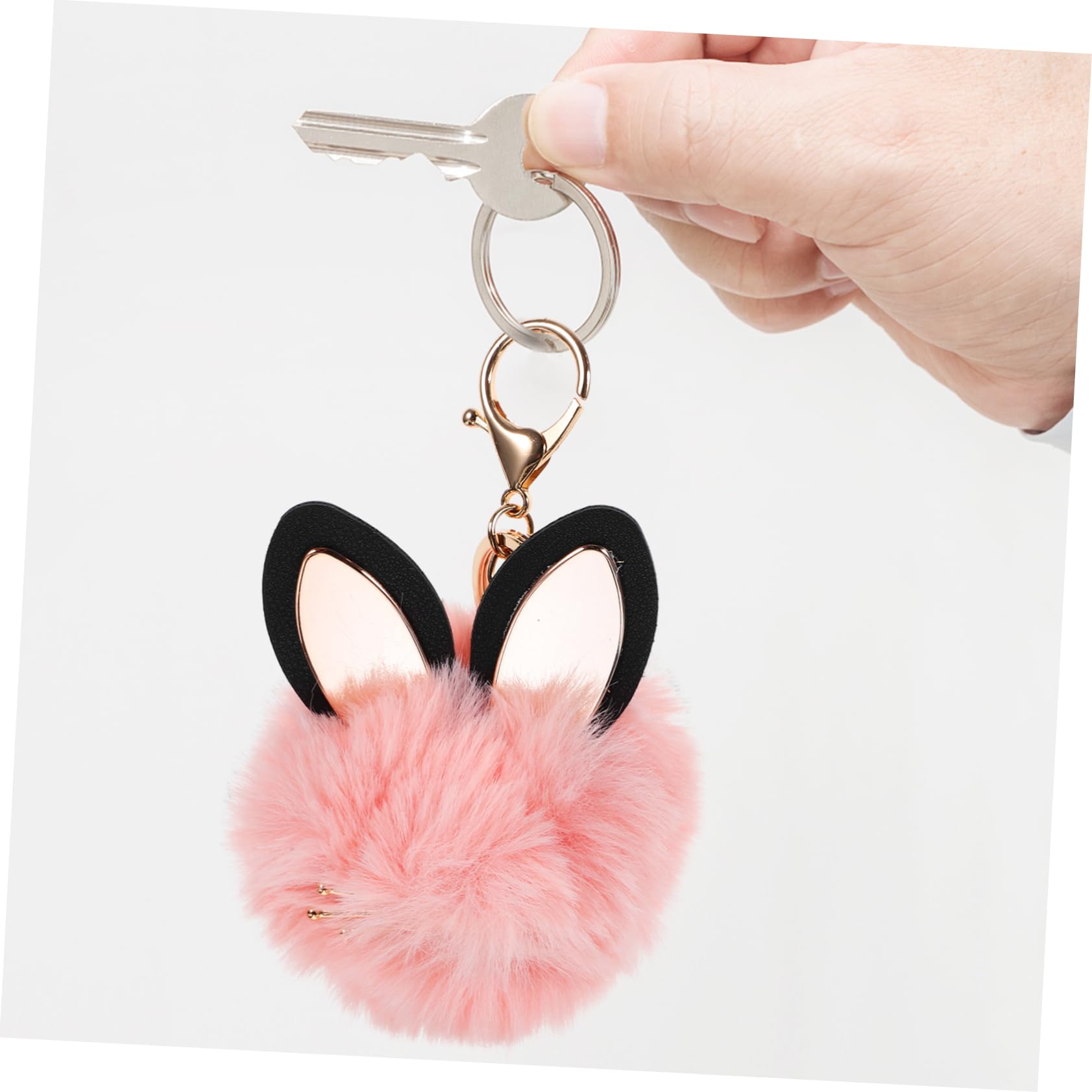 Gatuida Flauschiger Katzen Fußball Schlüsselanhänger Teiliges Für Damen Mit Kunstpelzkugeln Rosa Und Beige Als Handtaschenaccessoire Und Schlüsselring