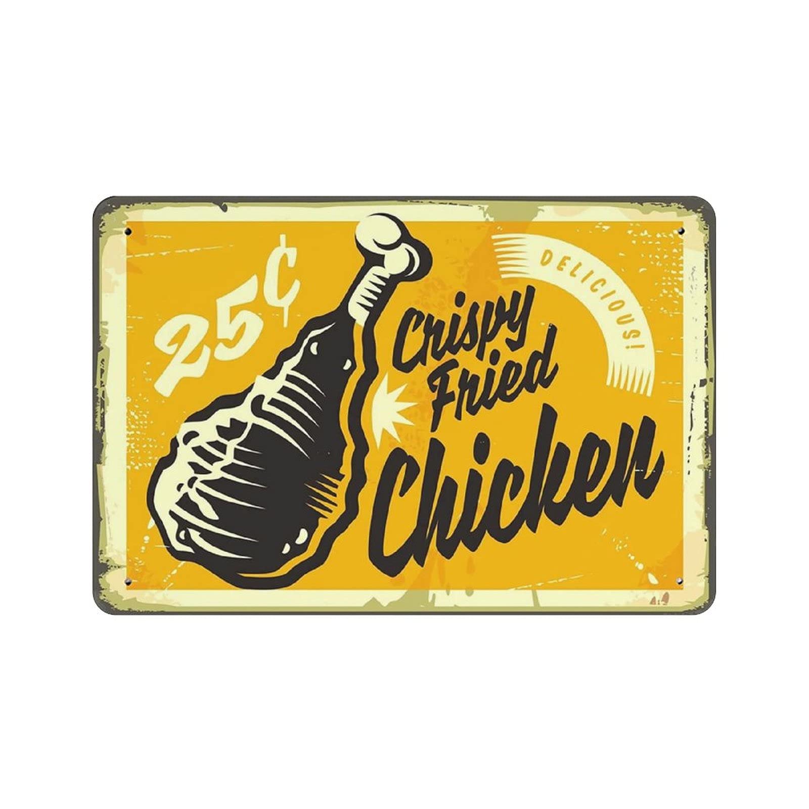 Metal Tin Sign Delicious Crispy Fried Chickens Vintage Tin Poster Metal Sign Wall Decoration Country Kitchen Home Garage Decor 8"x12"