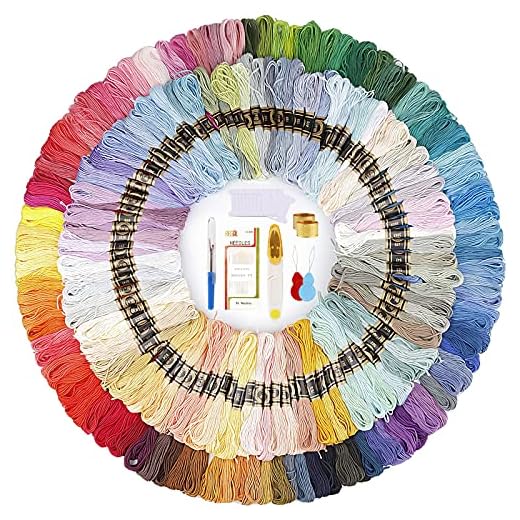 200 Colores Bordado Hilos de Aleatorio Colores Algodón Bordado Kit con 10 Tablero Blanco de la Bobina ,para Punto de Cruz,Kit de Hilo de Bordado