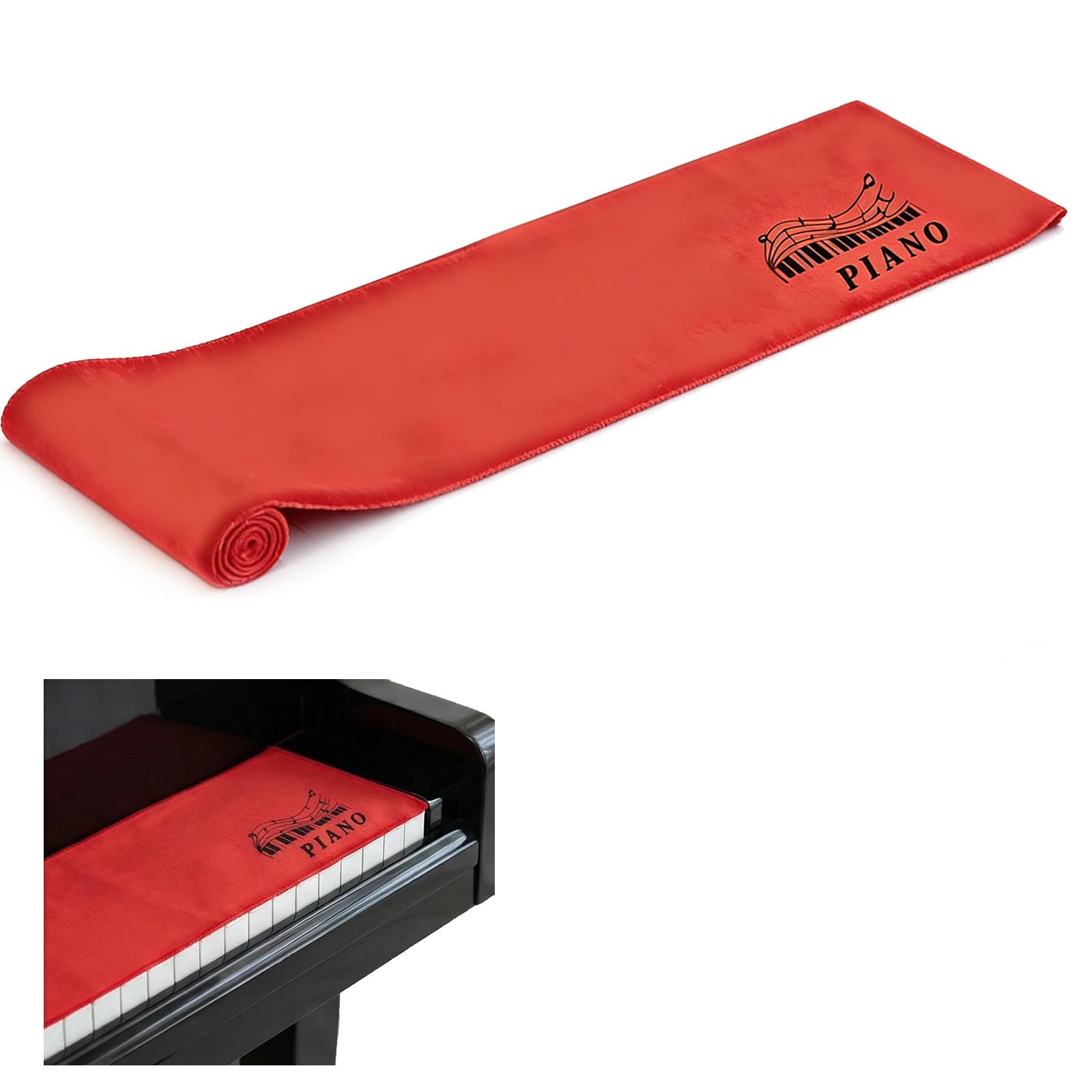 Piano Clavier Flanelle Piano Clé Couverture Tissu Protection pour Piano à 88 Touches Couverture de Piano Électrique Numérique Tissu de Couverture de Piano de Protection (rouge)