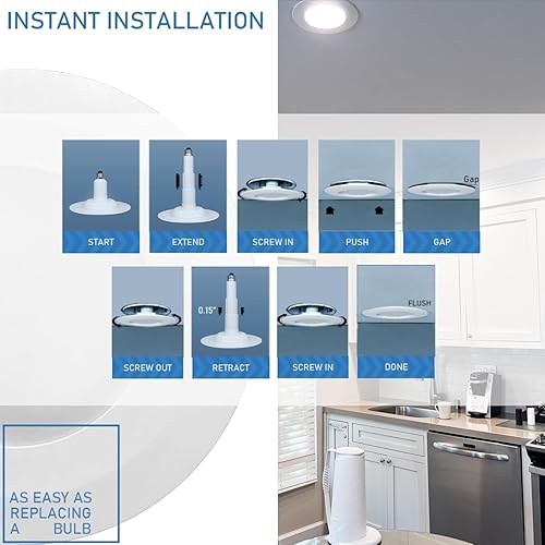 Miniatura 5 de Foco LED ajustable no regulable de 56 pulgadas, base de tornillo mediano E26, 12 W (equivalente a 75 W), 5000 K (luz diurna), 920 lúmenes,