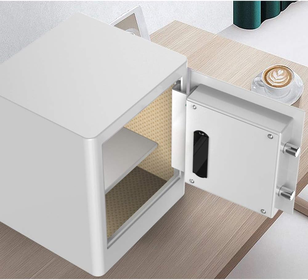 ZCF Security Safes Mini Security Safes, Electronic Password Fingerprint Deposit Box Solid Steel Portable Cabinet Safe for Home Office Hotel -3 Sizes (Color : White, Size : 35x30x45cm) - - 