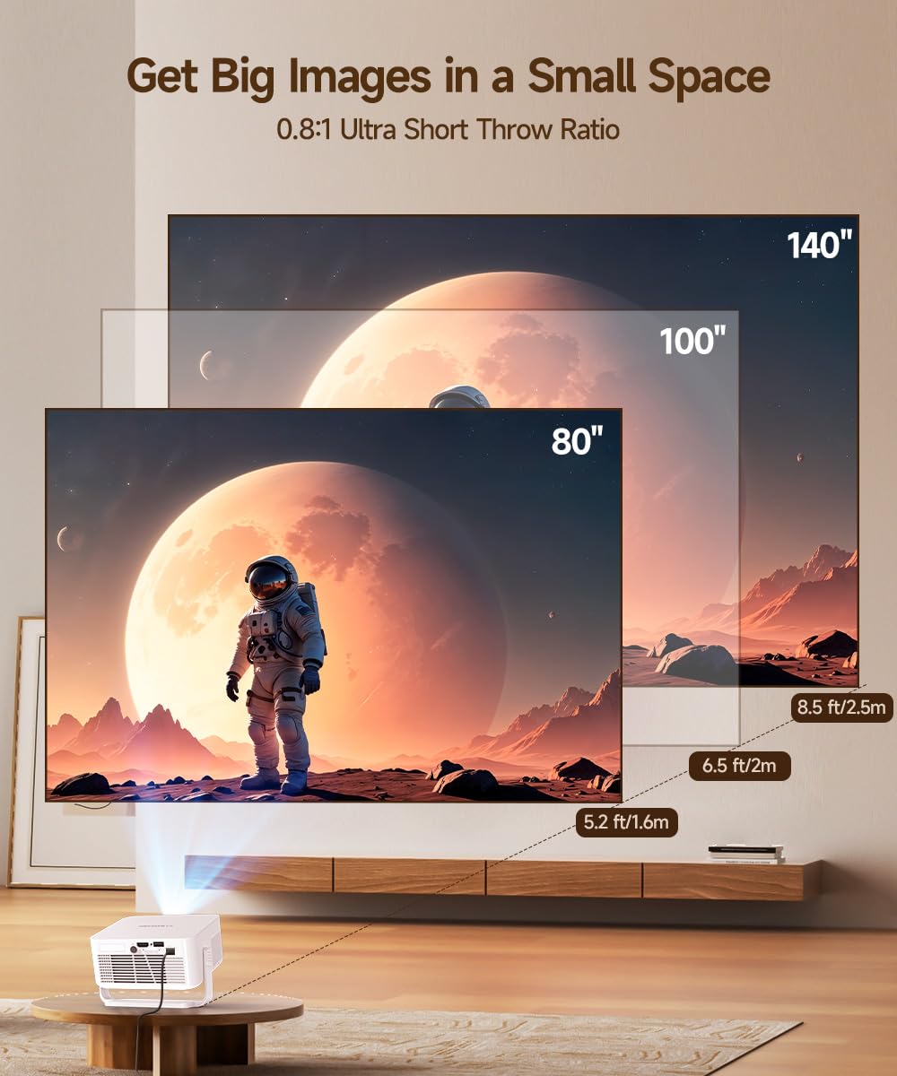 Magcubic Smart Projector with WiFi and Bluetooth, Official Licensed Google TV/Netflix, 2K Support Portable Projector, Auto Focus & Keystone, 180° Rotatable Projector for Indoor/Outdoor