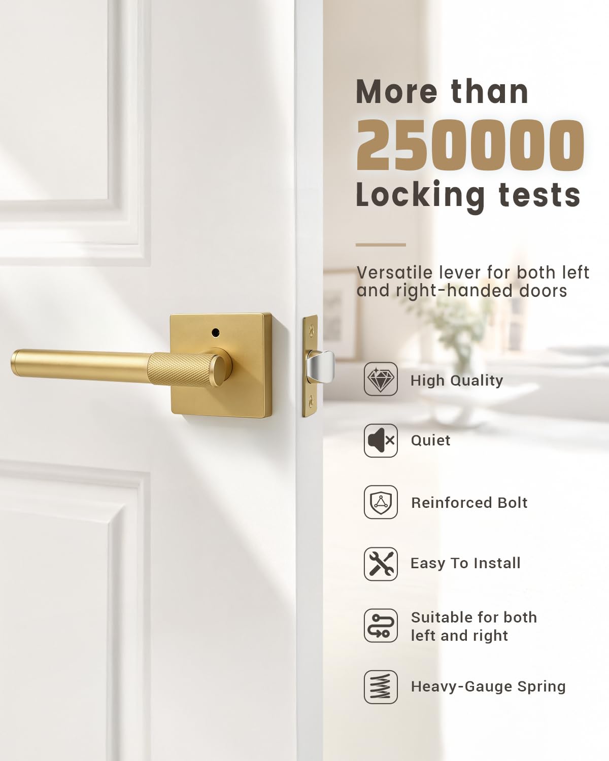 Golden Champagne Door Knobs - Modern Privacy Locks -4