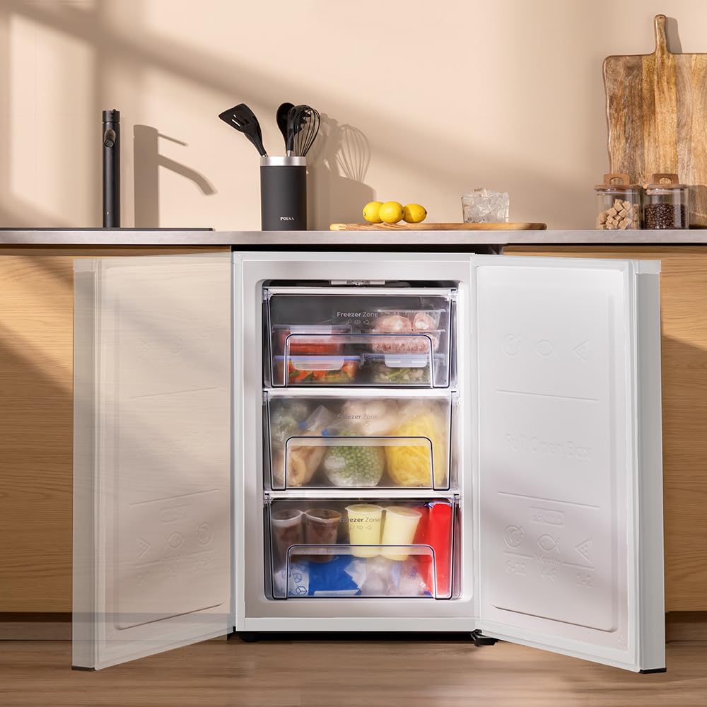 Cecotec Congélateur Armoire 97 L Bolero CoolMarket TF 97 White. Classe énergétique E, Design compact, Porte réversible, 3 tiroirs, Dimensions 55,1 x 57,5 x 83,5 cm, Couleur blanche