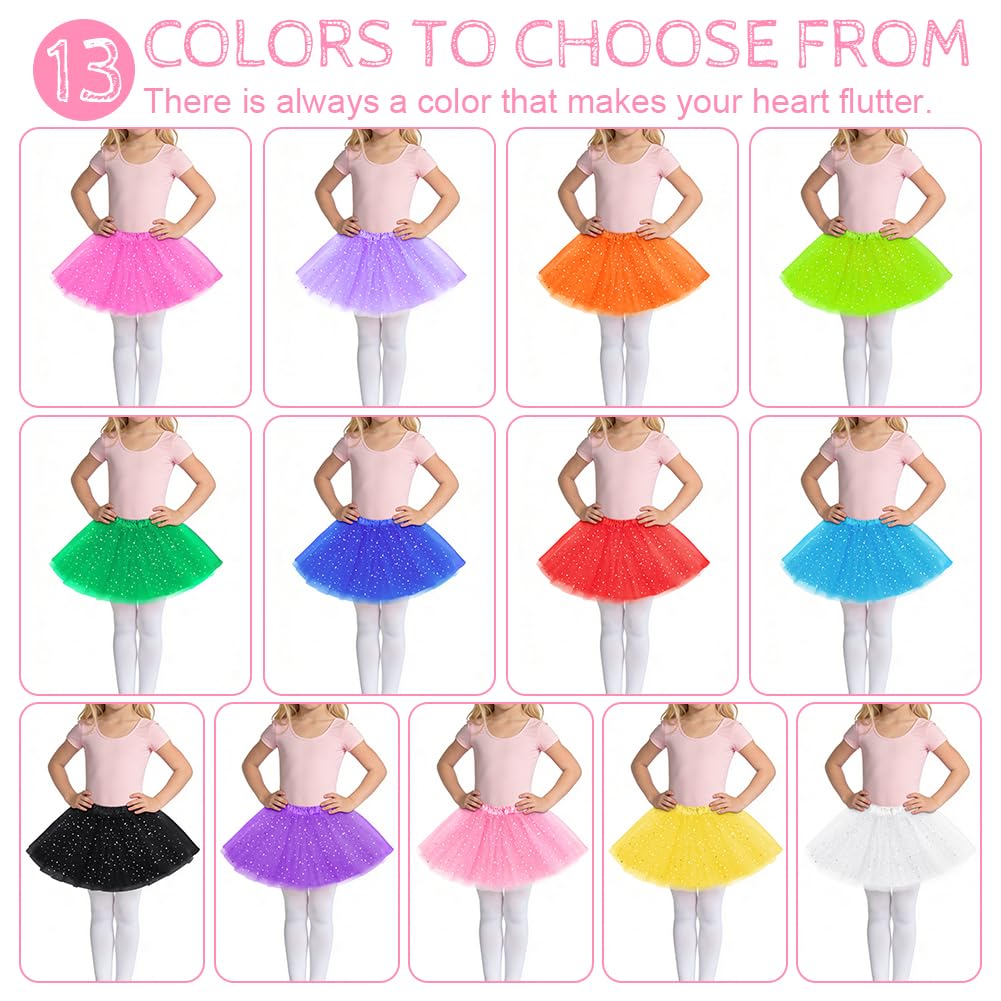 Tutu Elástico Tul 30 cm 3 Capas Falda Ballet para Niña Fiesta Baile Lentejuelas