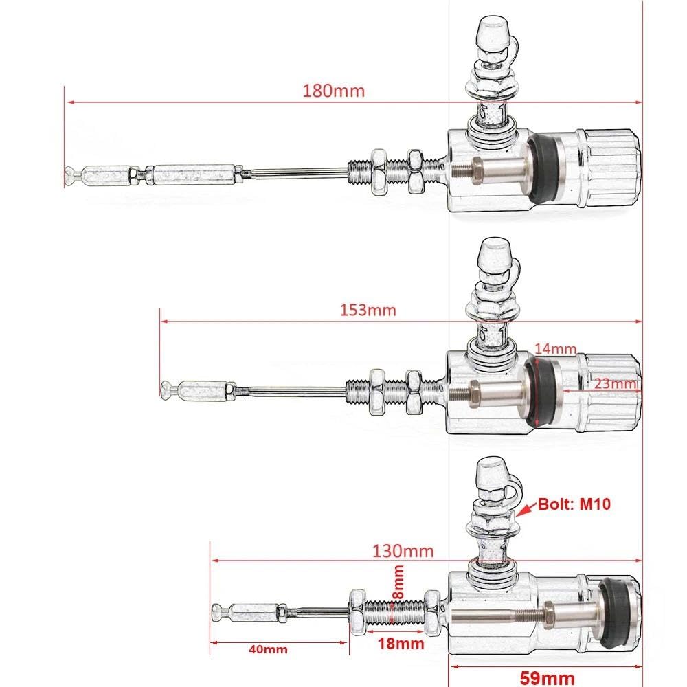 Kit d'embrayage Hydraulique Universel pour Guidon Moto De 7/8 Pouces 22 Mm Kit Tuyau Huile Maître-Cylindre De Frein Frein Main Embrayage Leviers(Gold Kit)