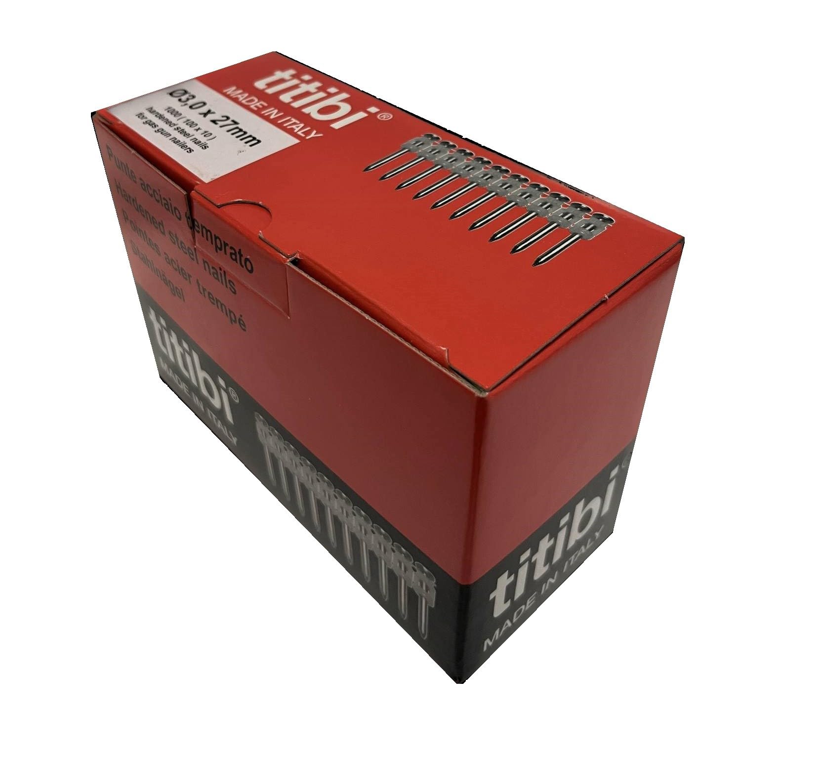 N. 1000 clavos Titbi Ø3,0 x 27 mm, + 2 bombonas de gas (GC11) compatibles 100% con clavadora de gas Hilti : GX 100, GX 100E (adaptador no incluido, utilizar las botellas originales) (Ø 3,0 x 27 mm)