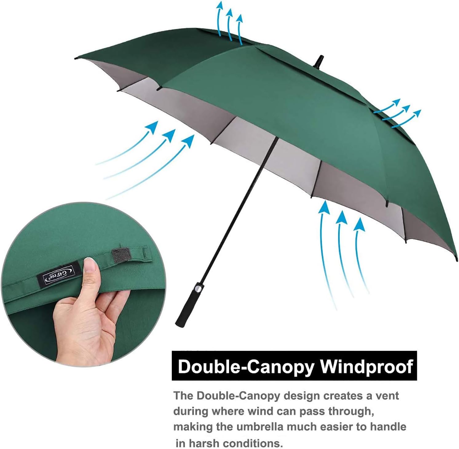 G4Free 54/62/68 Inch Extra Large Windproof Golf Umbrella UV Protection Automatic Open Double Canopy Vented Sun Rain Stick Umbrella - Image 3