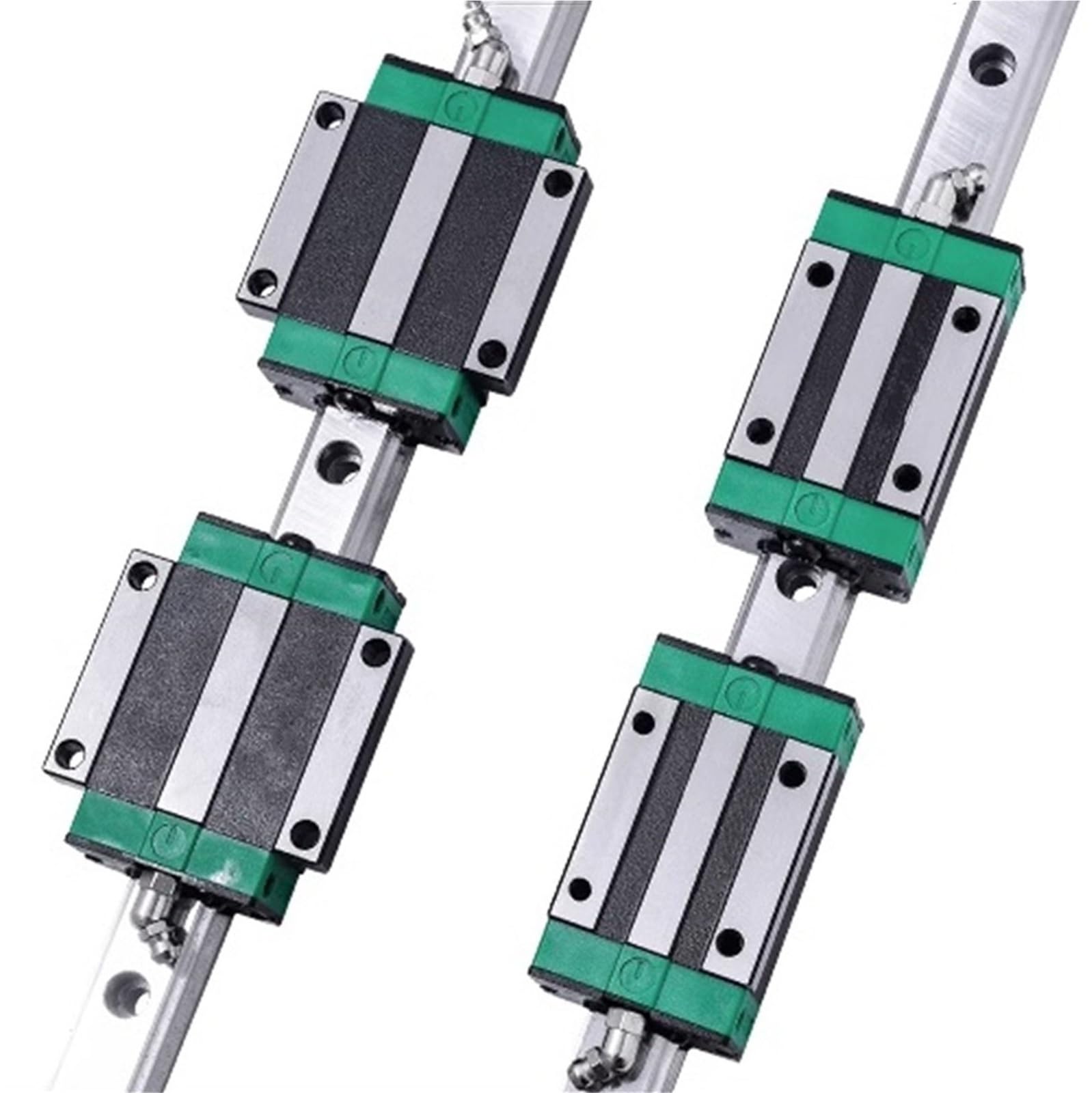 GTPBAO Rail de guidage linéaire robuste HGR15, 15mm de largeur, Rail coulissant à mouvement linéaire avec chariots à bloc coulissant à bride HGW15CC, 2 pièces rail de chargement(150mm 5.9" long)