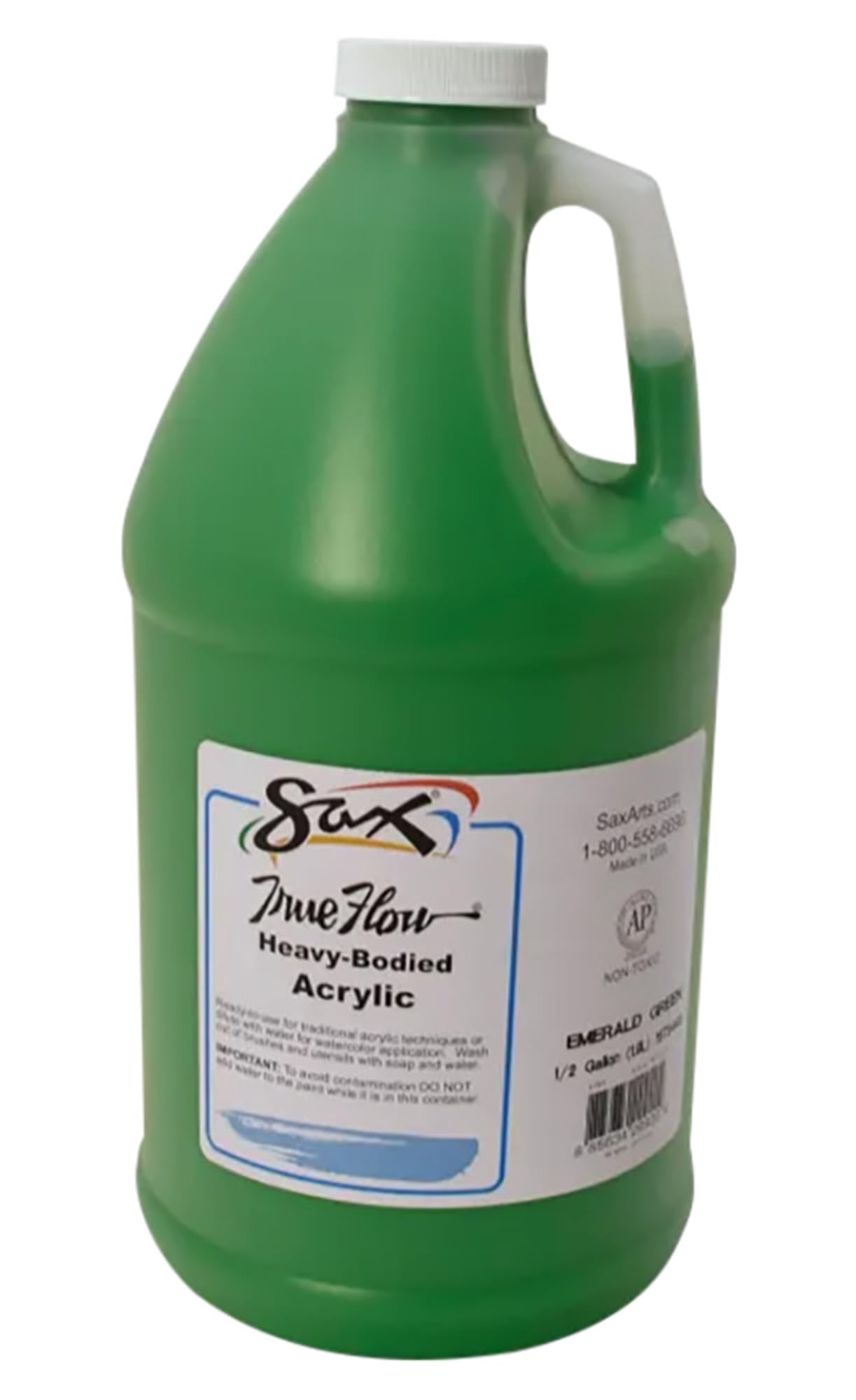 Sax True Flow Heavy Body Acrylic Paint, 1/2 Gallon, Emerald Green - 439289, 64 Fl Oz (Pack of 1)