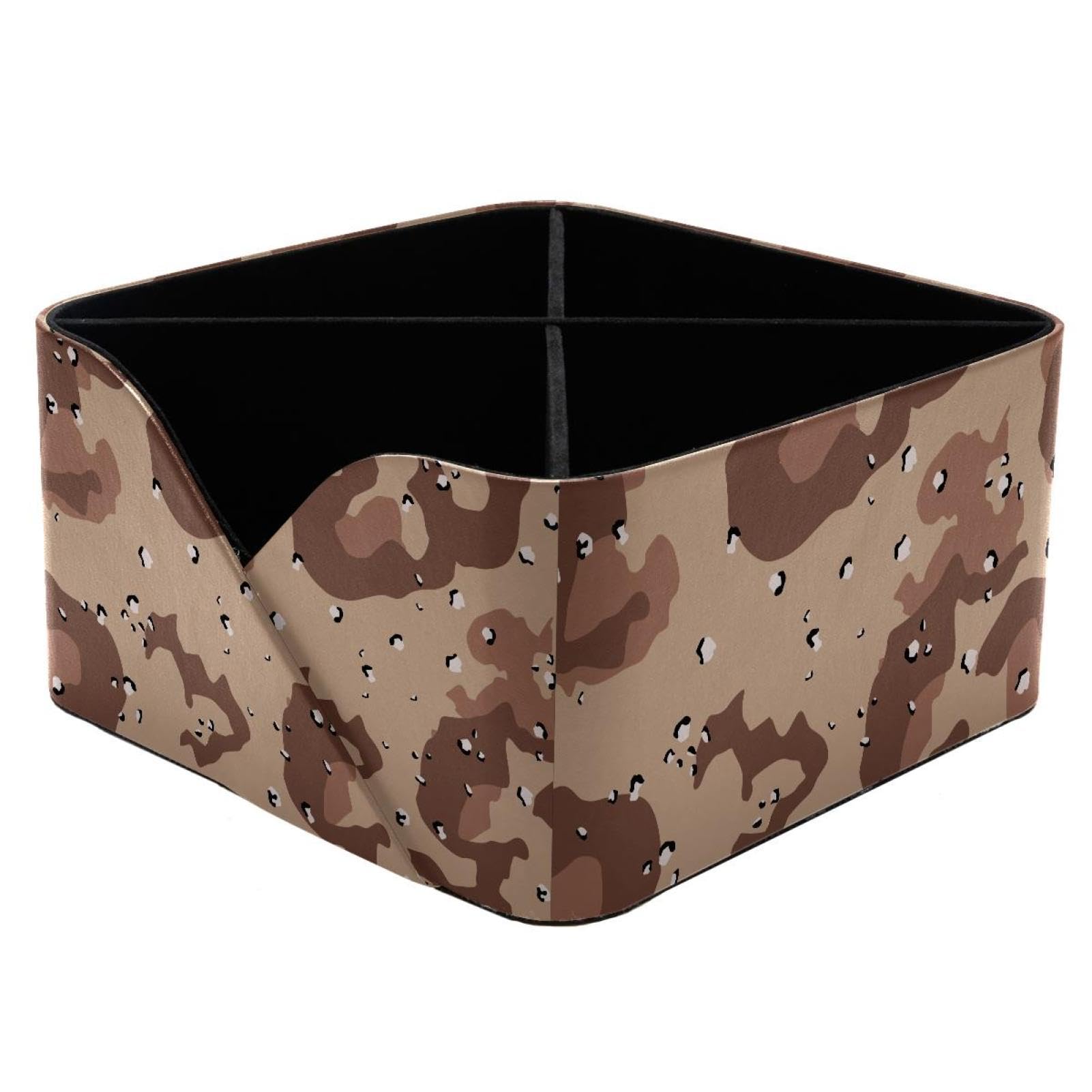 KengjuTesu Military Camouflage Pattern Desktop Organizer Pen Holder, Rectangular Pencil Cup for Office, Study and Makeup Stations