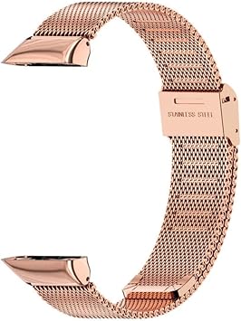 SKM Milan Strap for Huawei Honor Band 6 Smart Wristband Bracelet Replacement Watch Strap Wrist Strap Metal Band Color Rose Gold, Size for Honor Band 6