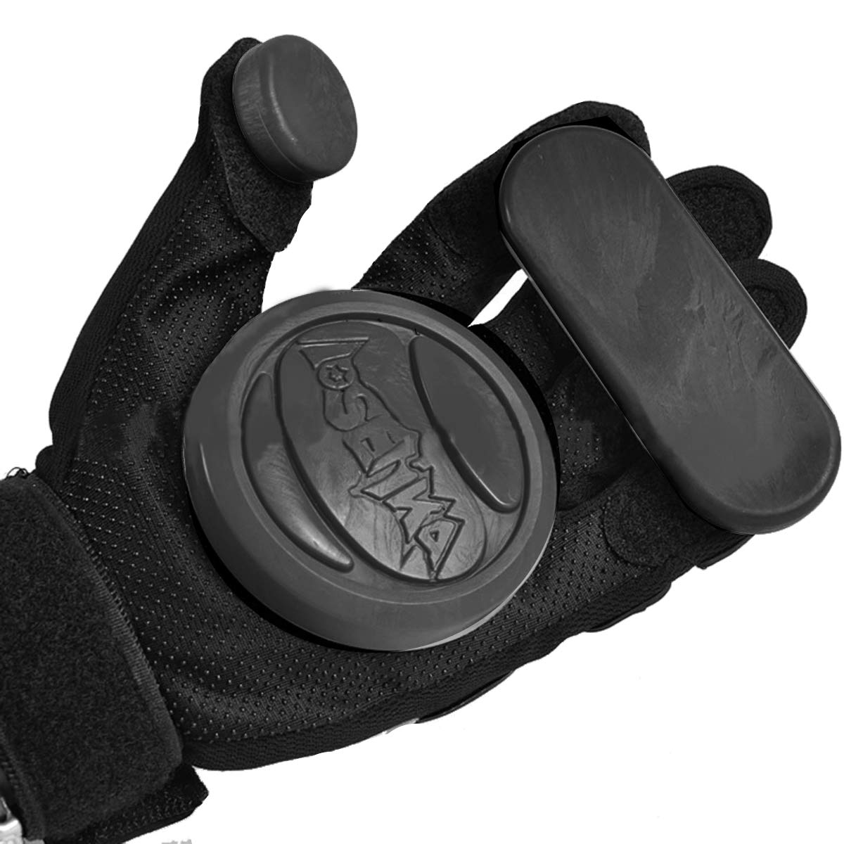 YS Sport Adult Longboard Gloves - Downhill Slide Gloves with 2 Set Replaceable Slider Puck Set, Black