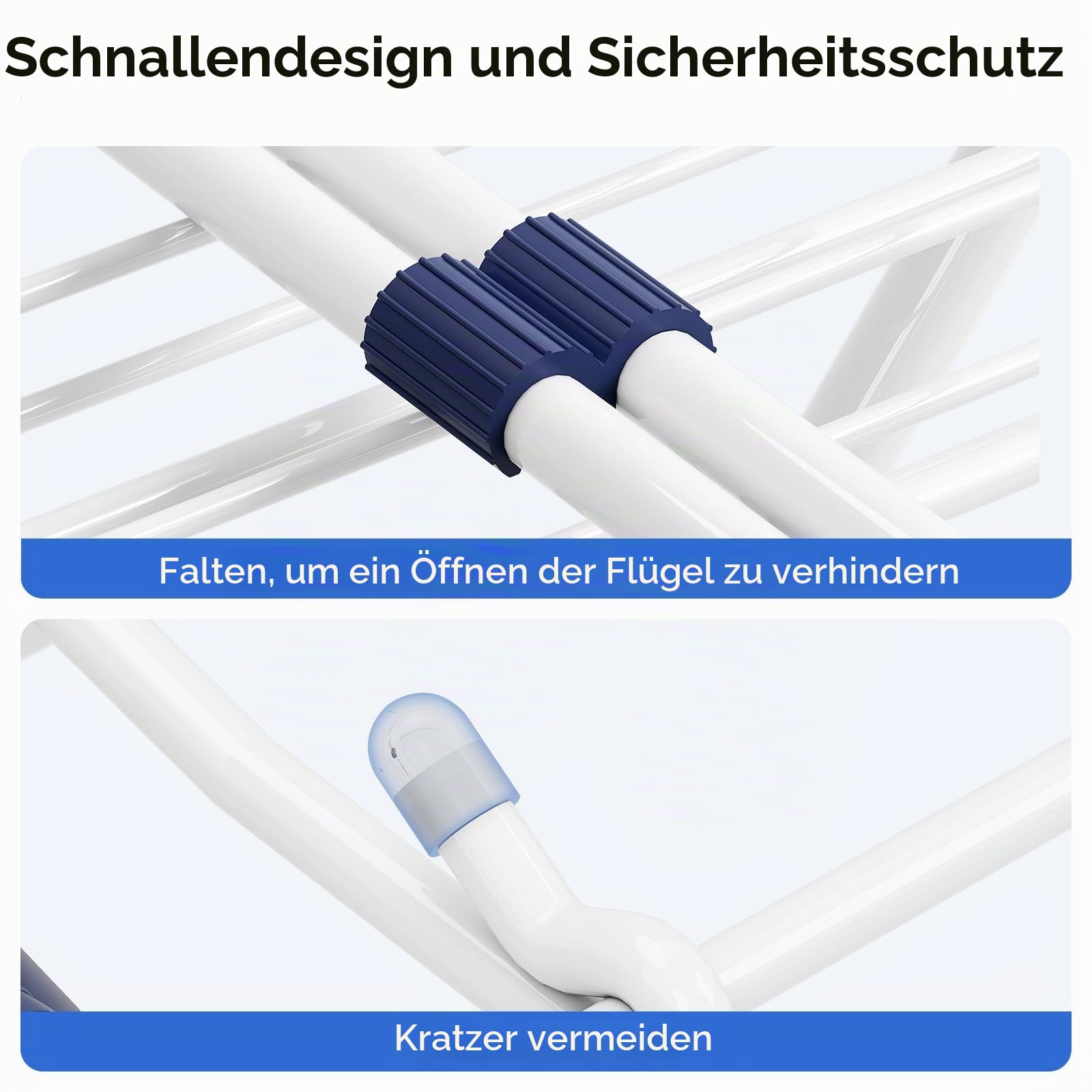 KINGRACK Wäschetrockner Metall, 18M Faltbarer Wäscheständer mit 4 Flügeln, Platzsparend Freistehender Lufttrockner, Innen & Außenverwendbar, 140 cm × 9,8 cm × 85,4 cm, Weiß